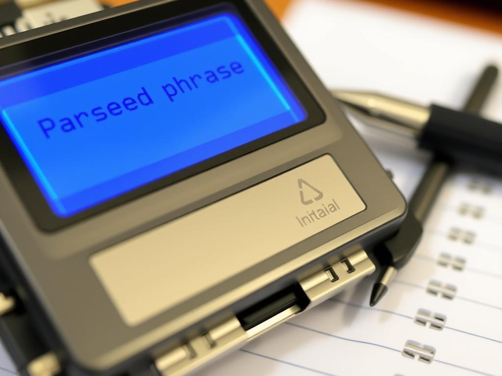 Hardware wallet initialization showing seed phrase generation