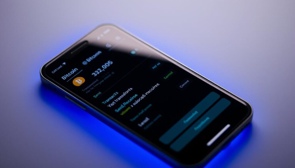 Mobile phone displaying a Bitcoin hot wallet interface for choosing the right bitcoin wallet