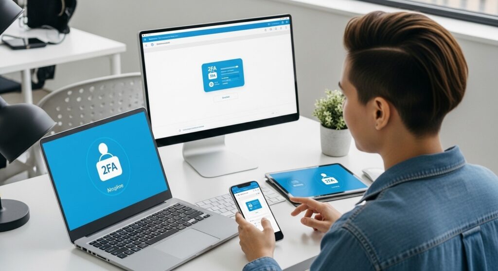 Person troubleshooting 2FA issues on multiple devices