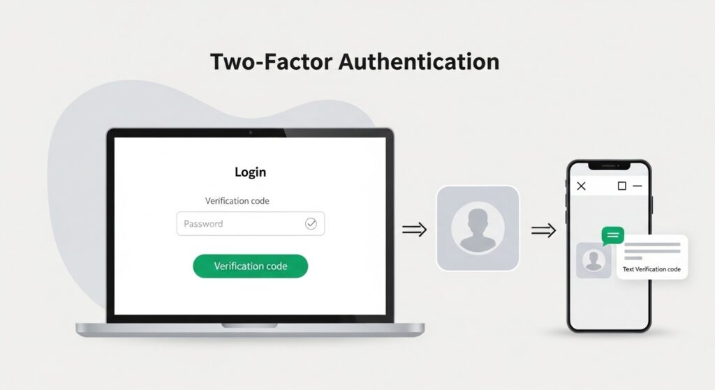 Visual representation of Two-Factor Authentication showing password plus verification code