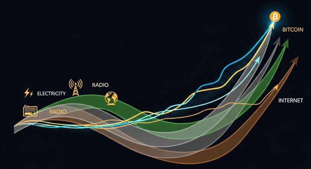 Bitcoin adoption curve compared to other technologies