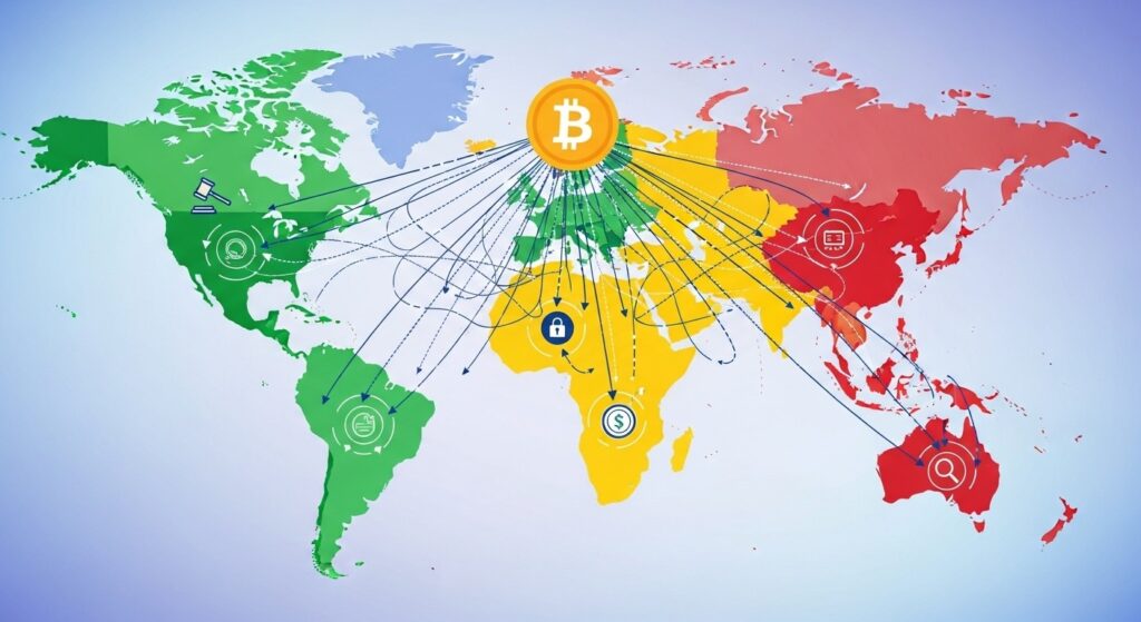 Global regulatory landscape for Bitcoin showing different approaches by country