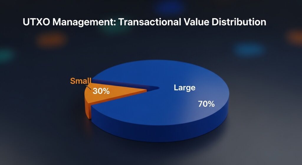 Graph showing rising Bitcoin transaction fees over time with UTXO management impact