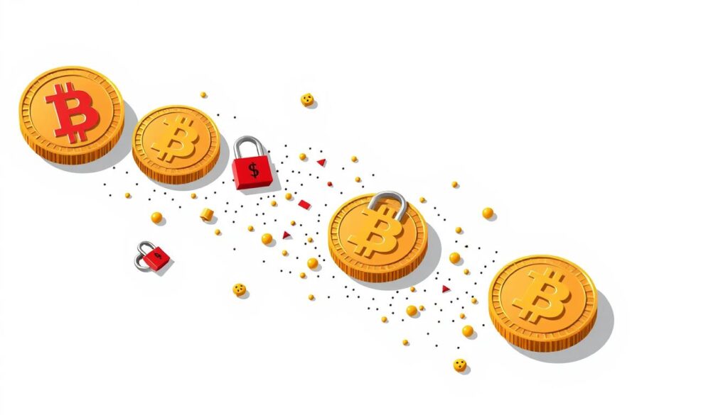 Illustration of Bitcoin dust problem showing small UTXOs becoming unspendable