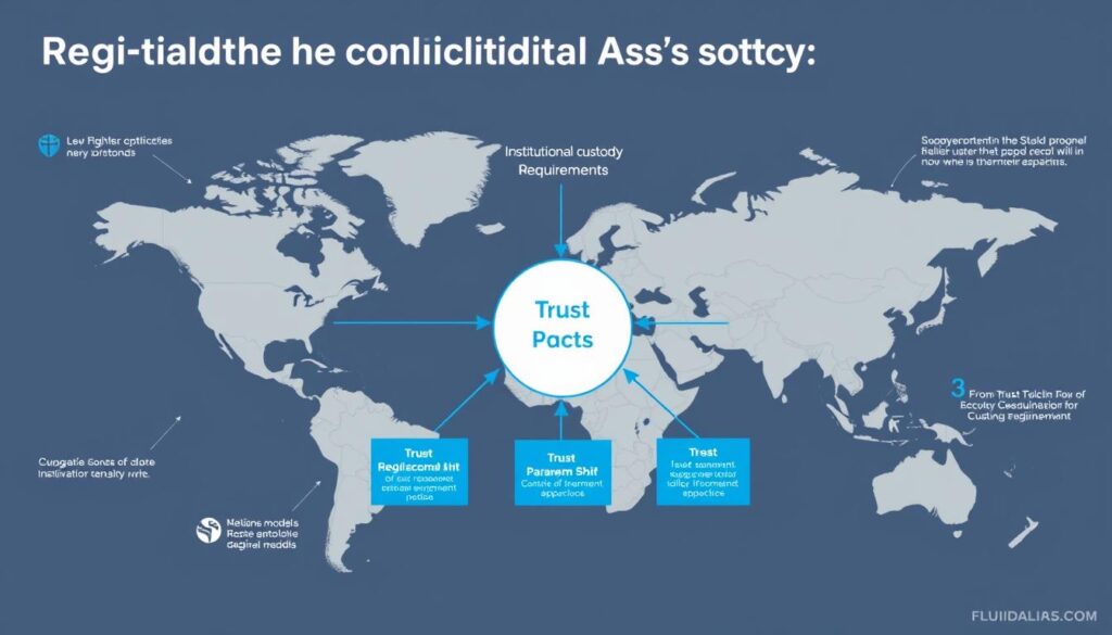 Regulatory complexity diagram showing the Trust Paradigm Shift impact on institutional custody requirements