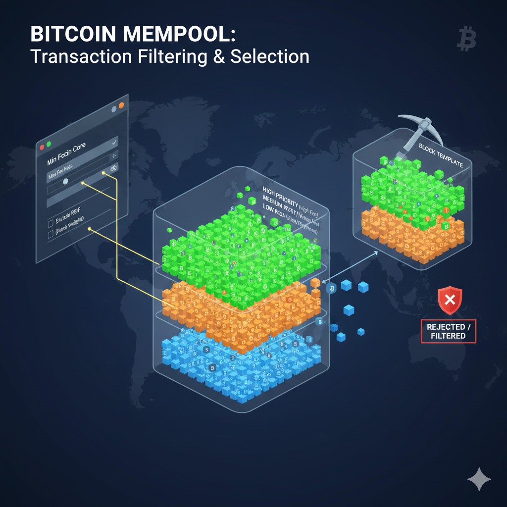 Bitcoin mempool visualization showing transaction filtering capabilities