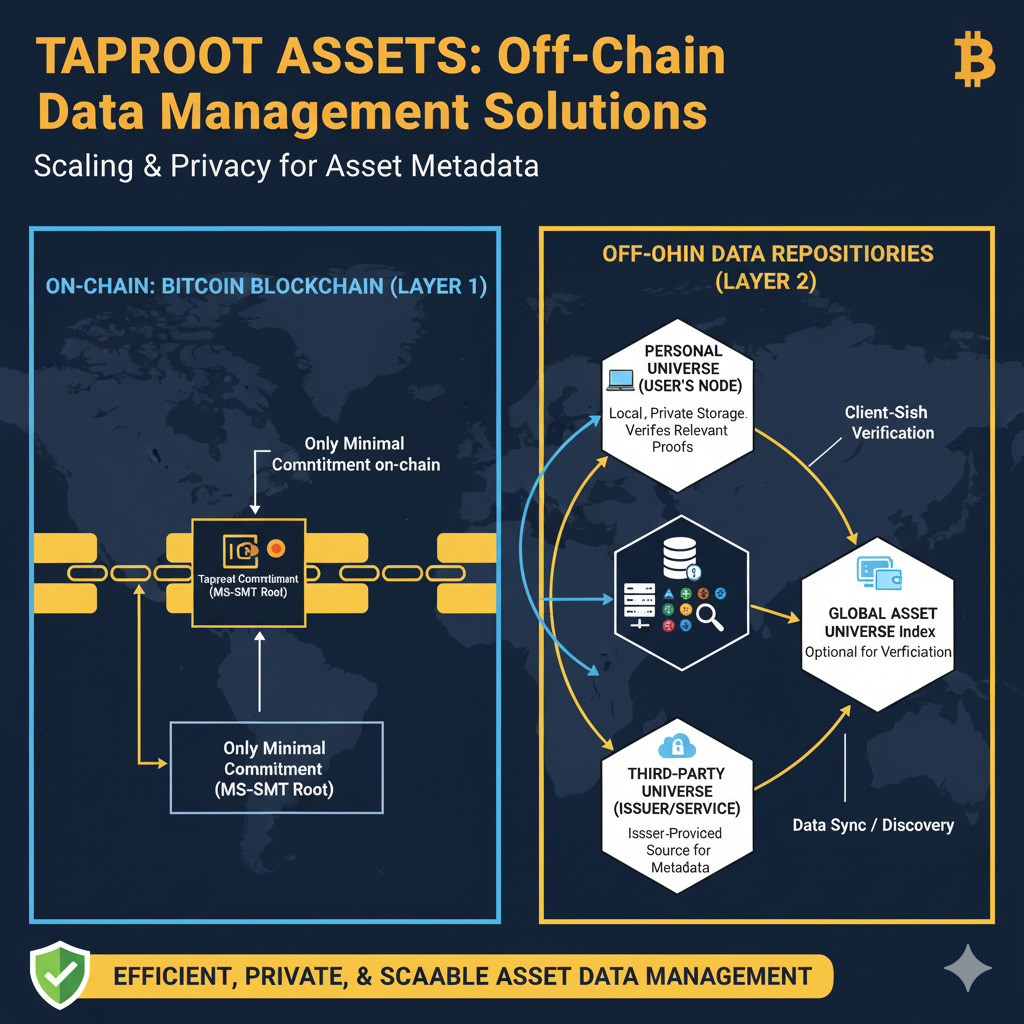 Diagram of off-chain data management solutions for Taproot Assets
