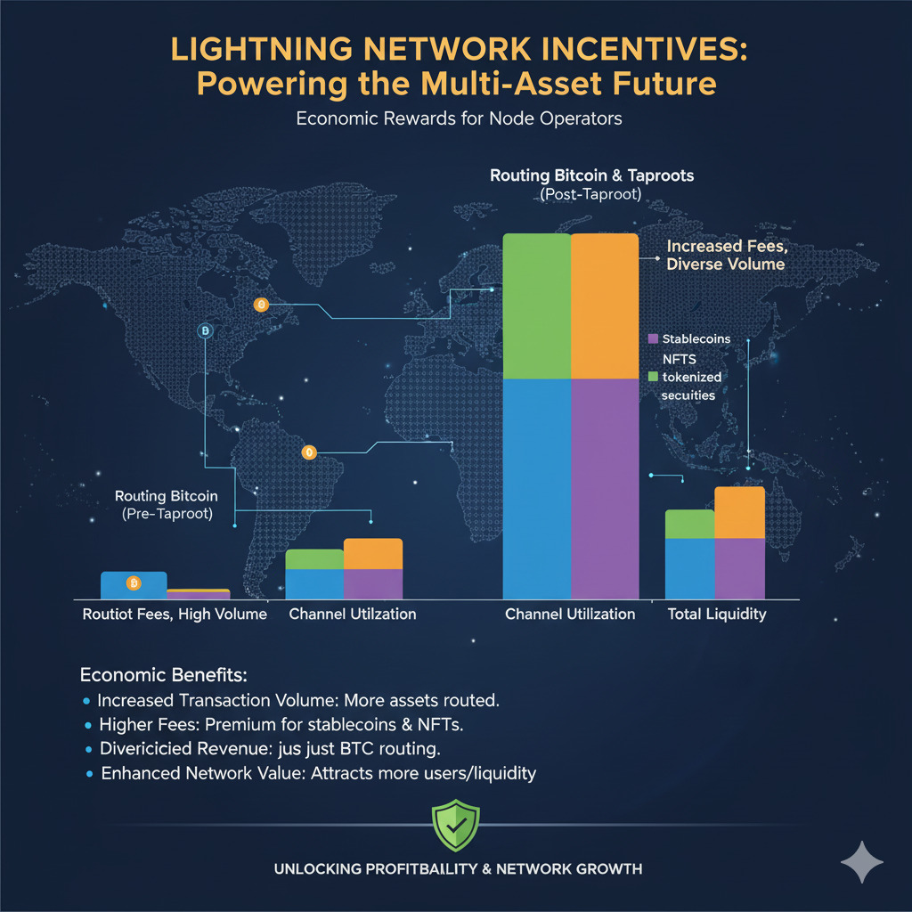 Graph showing economic incentives for Lightning Network node operators supporting Taproot Assets