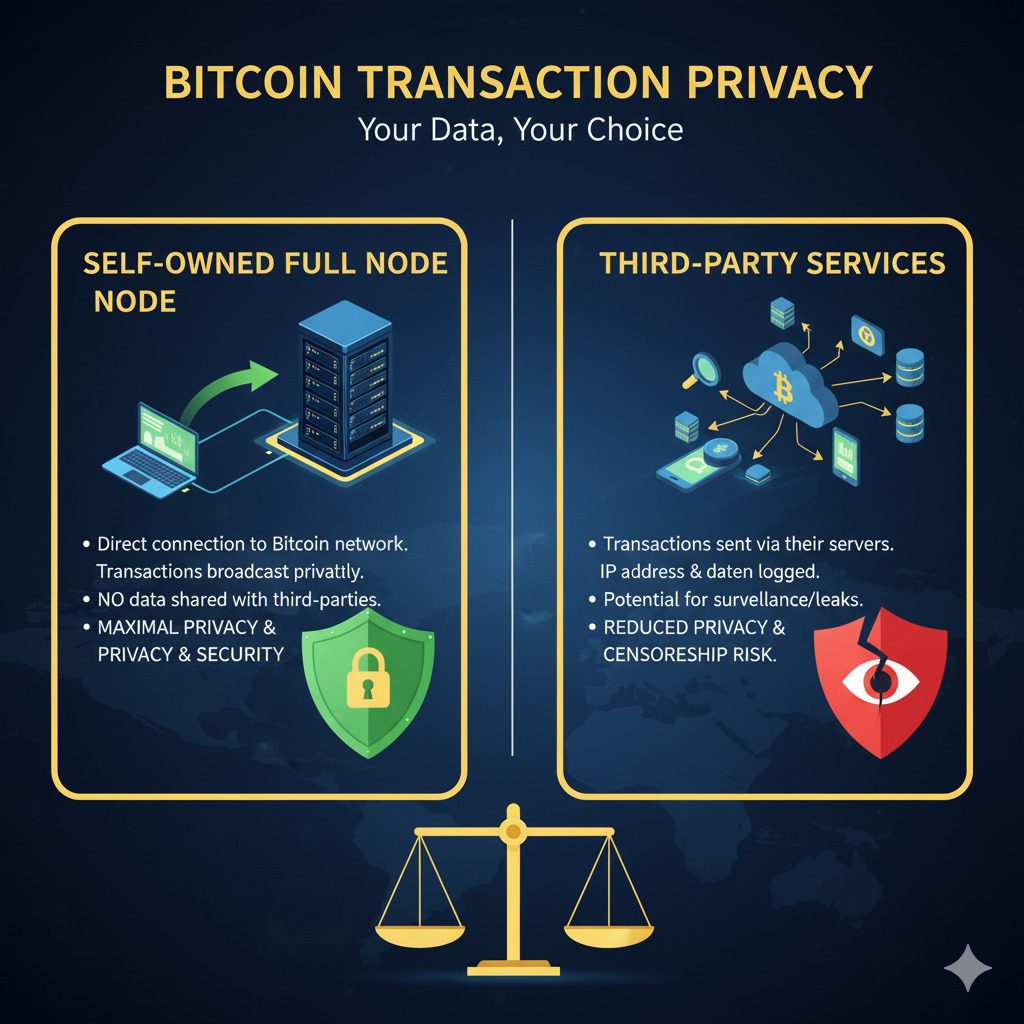Privacy comparison between using your own node versus third-party services