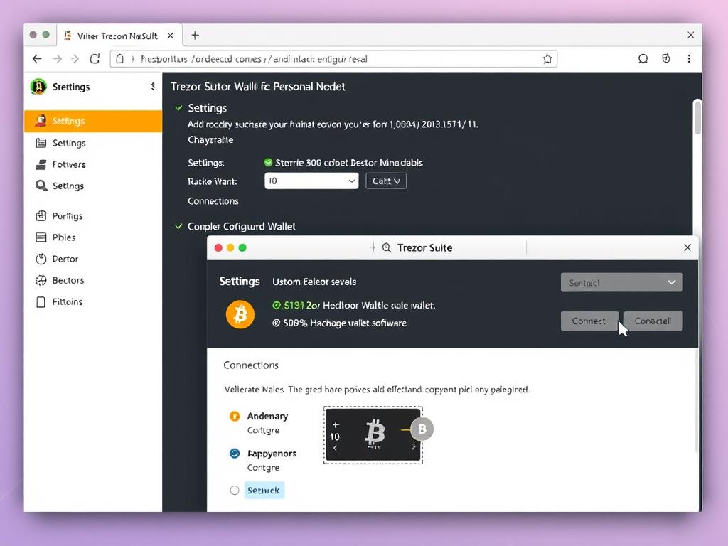 Screenshot of Trezor Suite connected to a personal node
